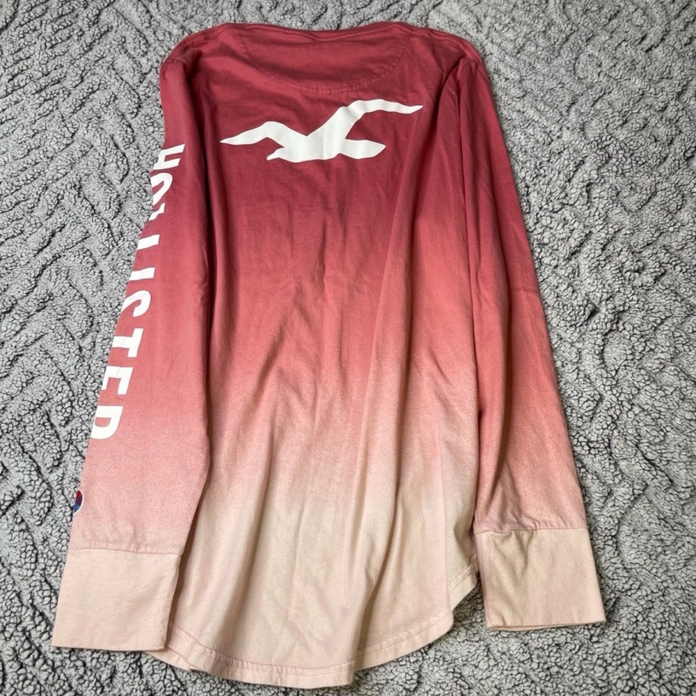 Hollister Women's Long Sleeve Pink Ombre Tee - Picture 6 of 6